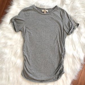 MICHAEL KORS Gray Ruched Zipper Top T-Shirt Size Medium